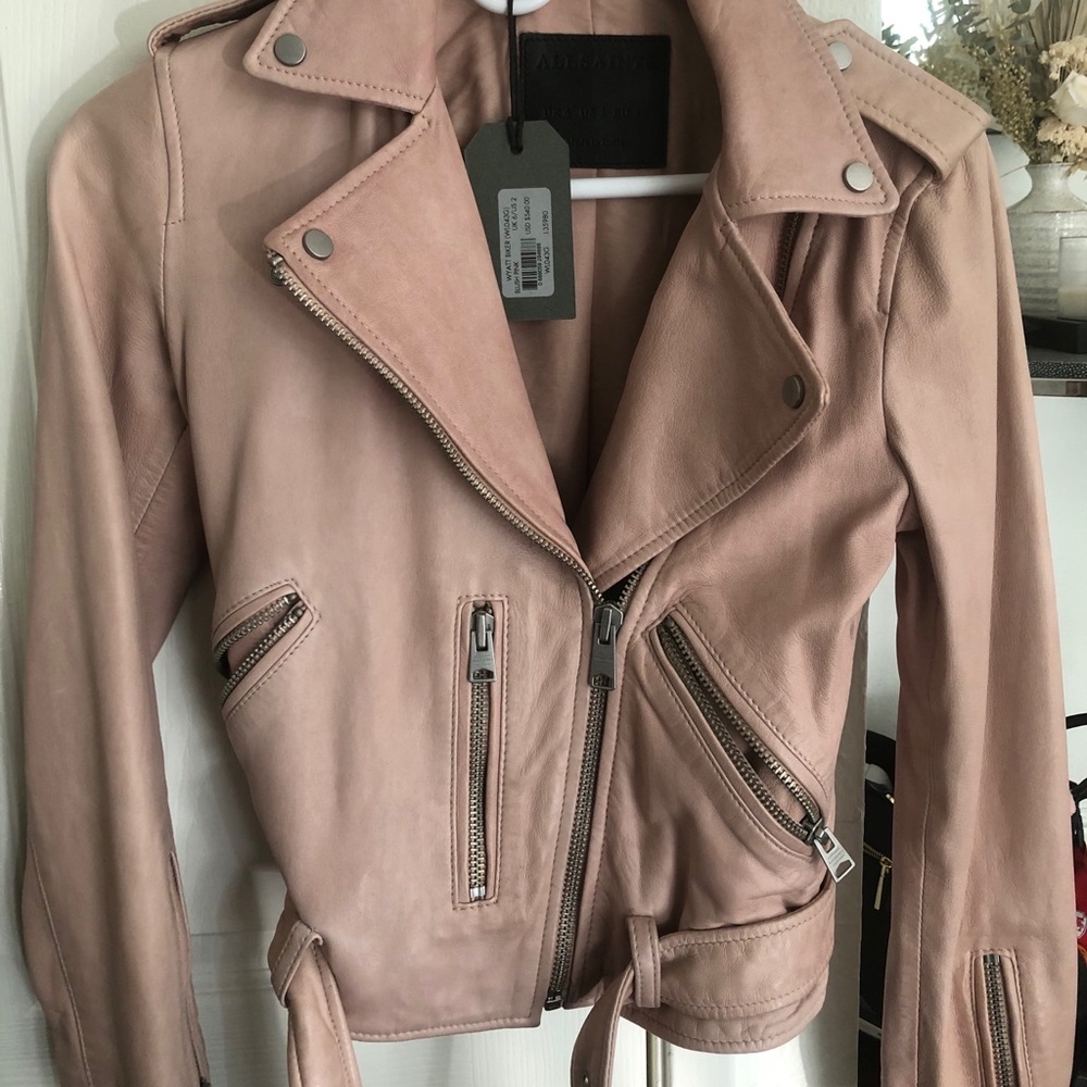 Light pink leather All Saints jacket jacket
